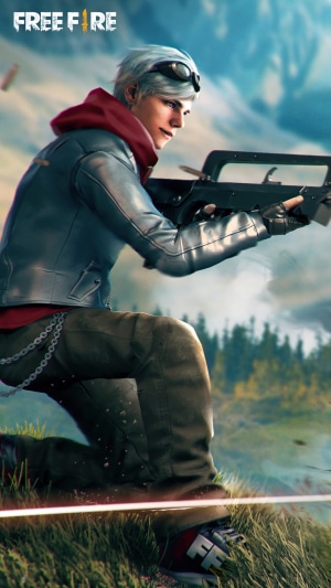 Character from Garena Free Fire holding a gun