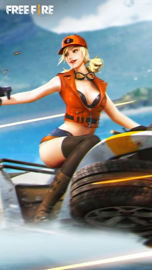 Misha from Garena Free Fire driving a vehicle