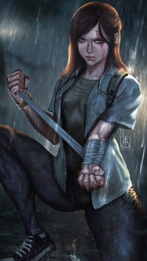 Ellie from The Last of Us Part II in the rain