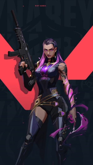 Reyna from Valorant holding a rifle