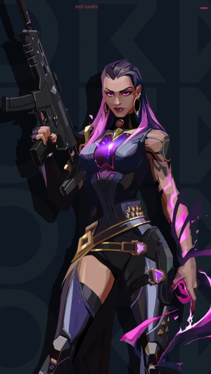 Reyna from Valorant holding a rifle