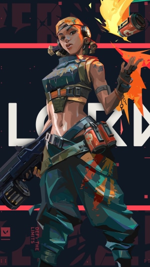Raze from Valorant holding a gun