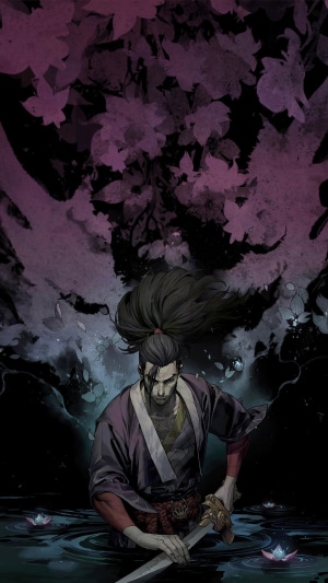Yasuo from League of Legends in water with sword