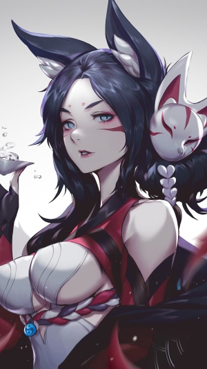 Ahri from League of Legends with a mask