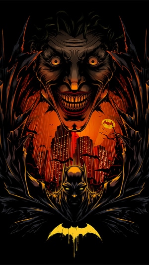 The Joker and Batman in Gotham City