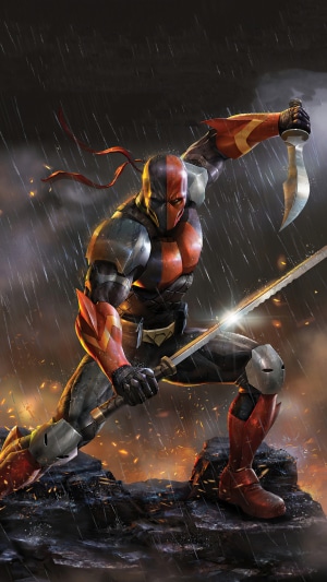 Deathstroke from DC Comics with sword and knife