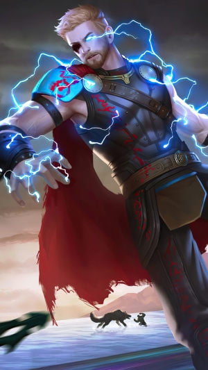 Thor from Marvel Comics with lightning