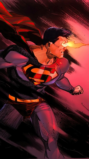 Superman from DC Comics using heat vision