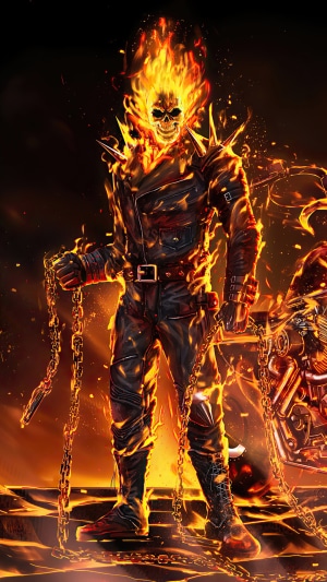 Ghost Rider from Marvel Comics on Fire