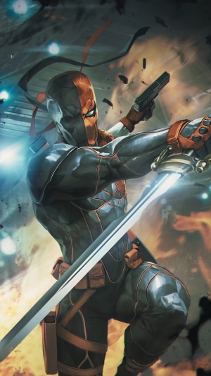 Deathstroke from DC Comics with sword and gun