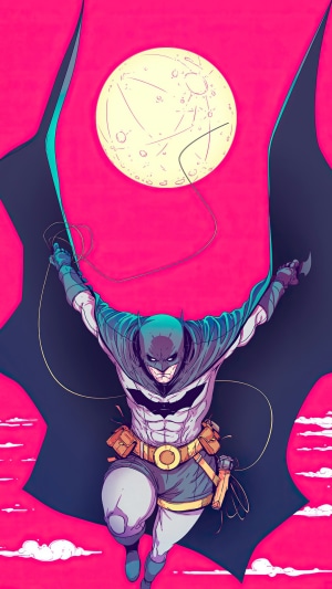 Batman from DC Comics flying with a cape