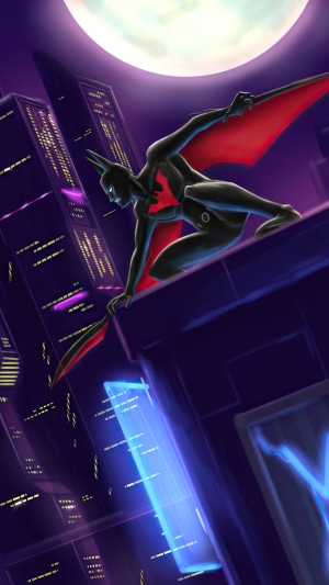 Batman Beyond in Gotham City at Night
