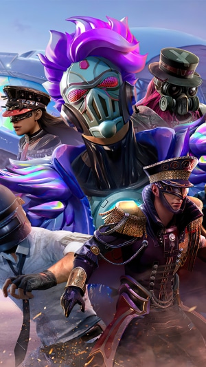 PUBG Mobile characters in military-style outfits