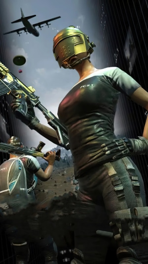 PlayerUnknown's Battlegrounds characters with guns and airplane