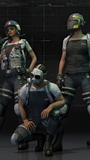 Three characters from PUBG in tactical gear