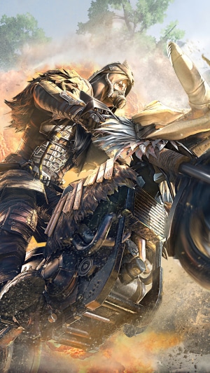 Character from PUBG riding a motorcycle