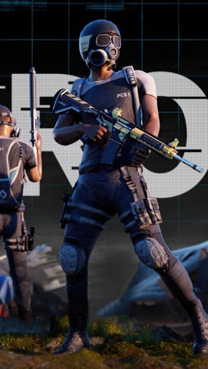 PlayerUnknown's Battlegrounds character with assault rifle