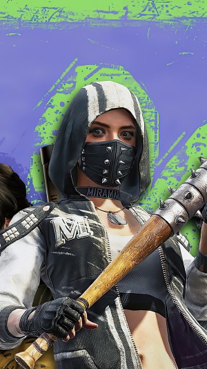 Woman with mask and baseball bat from PUBG