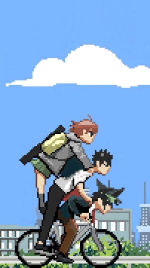 Three boys riding a bicycle in God of High School