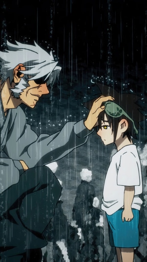 Jin Taejin and Jin Mori from The God of High School in the rain