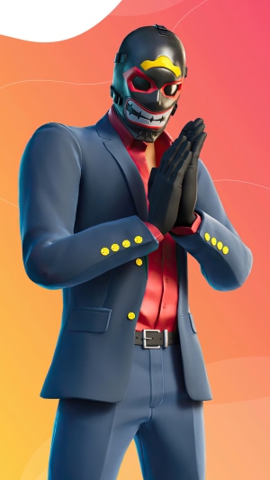 Fortnite character in a suit and mask