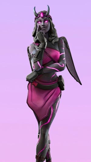 Fortnite Character with Pink Accents and Wings
