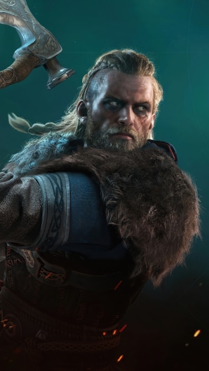 Eivor from Assassins Creed Valhalla with an axe