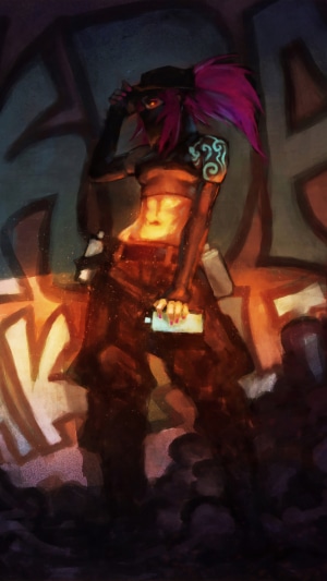 Akali from League of Legends with Graffiti
