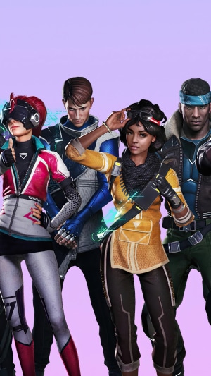 Four characters from the video game Hyper Scape