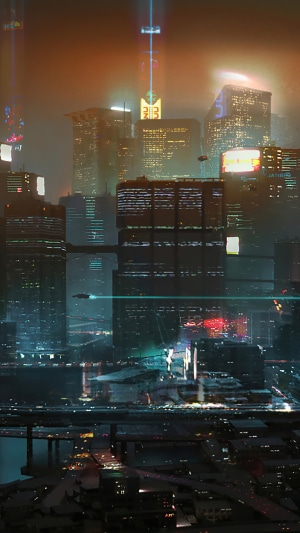 Cyberpunk 2077 cityscape at night