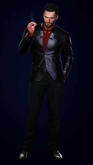 Man from Cyberpunk 2077 holding a cigarette
