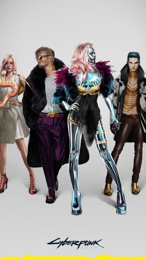 Cyberpunk 2077 characters with futuristic fashion