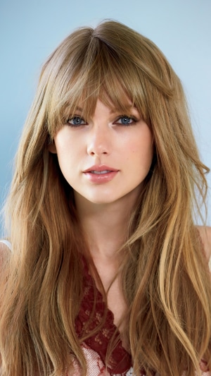 Taylor Swift Portrait with Blonde Hair and Blue