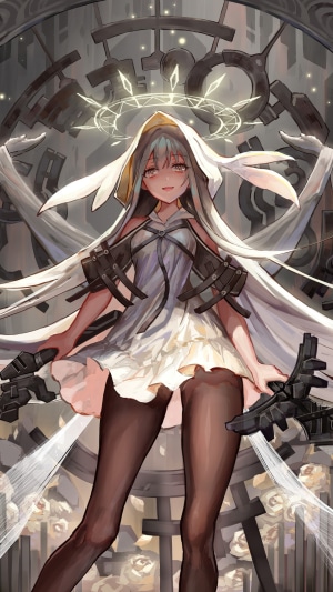 Anime girl with halo and mechanical arms