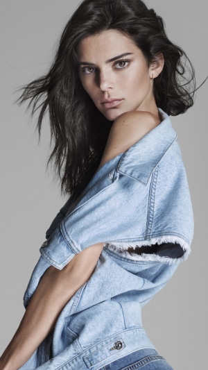 Kendall Jenner in a denim jacket photoshoot