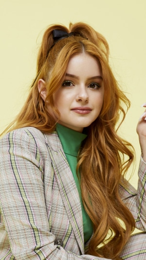 Ariel Winter in a Plaid Blazer and Green Turtleneck
