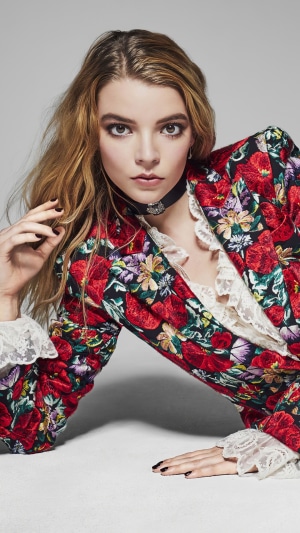 Anya Taylor-Joy in floral jacket
