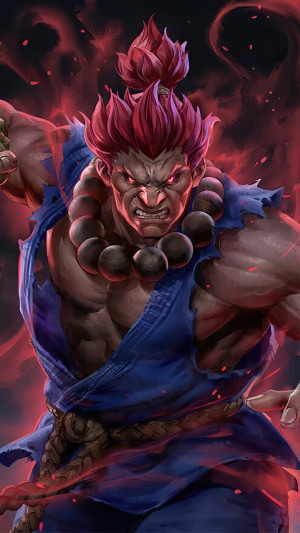 Akuma from Street Fighter with red aura