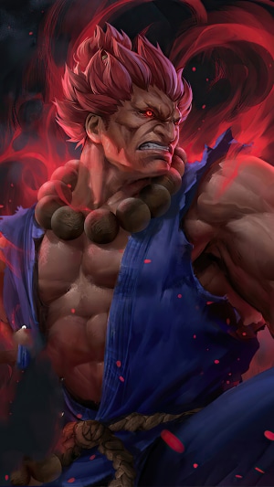 Akuma from Street Fighter with red aura