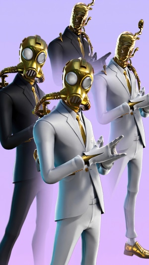 Fortnite characters in suits with gas masks