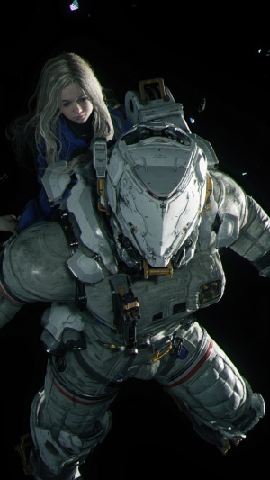 Girl on the back of a Pragmata astronaut