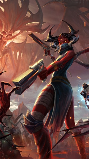 Red Demon Woman with Guns in Metal: Hellsinger