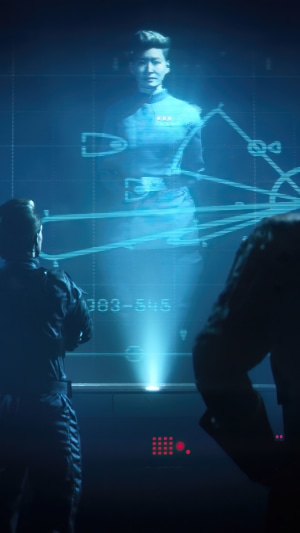 Holographic Imperial Officer in Star Wars Squadrons