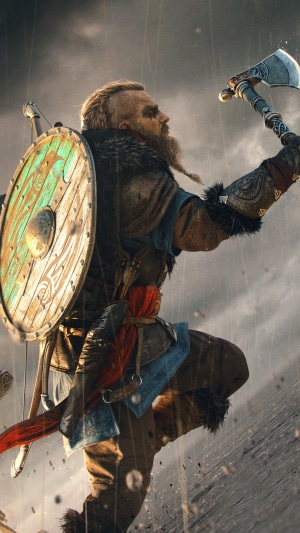 Eivor from Assassin's Creed Valhalla holding an axe