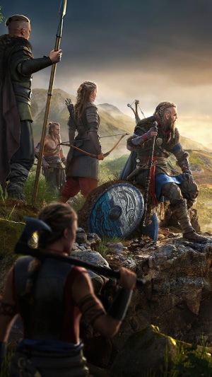 Assassins Creed Valhalla: Eivor and Vikings on a Cliff