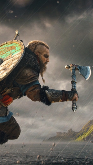 Eivor from Assassin's Creed Valhalla holding an axe