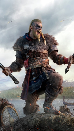 Eivor from Assassins Creed Valhalla in battle