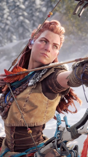 Aloy from Horizon Forbidden West with a bow