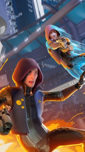 Quantum League characters in futuristic combat