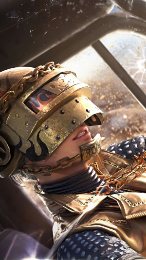 Player in PUBG Mobile armor with chains